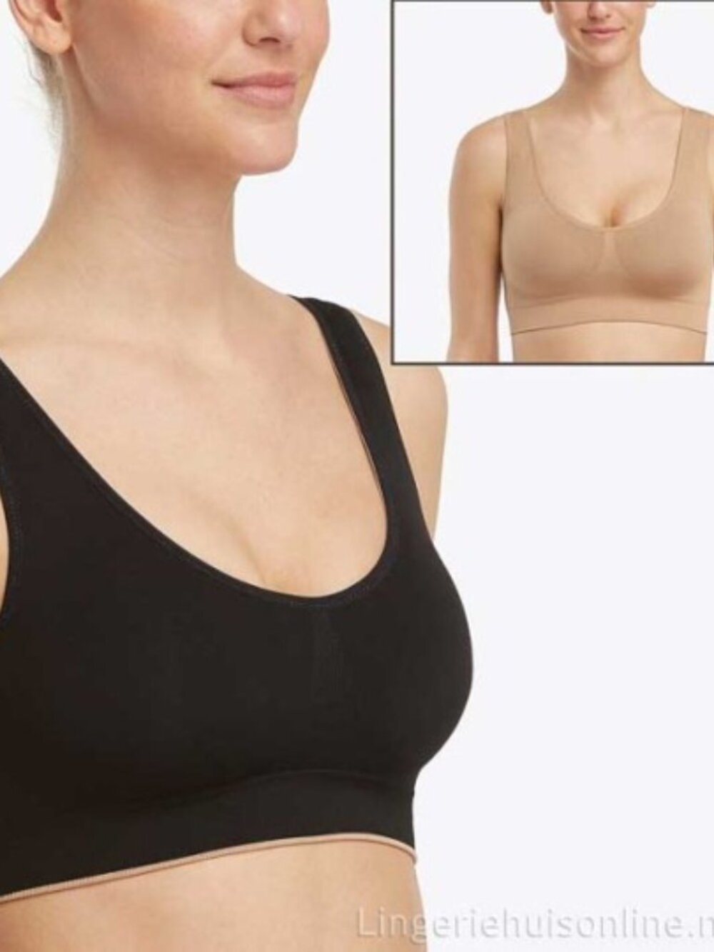 SPANX Breast of Both Worlds Reversible Tank Comfort Bra Black/Beige Sz Small NWT